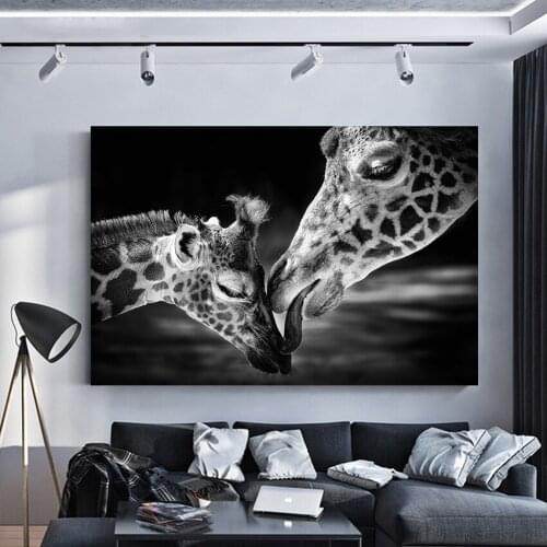 MUTU African Giraffes Lover Canvas Art Posters And Prints Wild Animals Canvas Paintings On the Wall Art Pictures For Kids Room