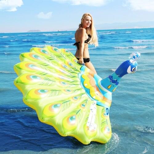 Peacock swim ring swimming inflatable loating row floating bed swimming pool thickening for women/children/adult water park toys