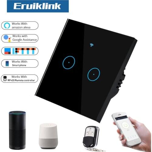 EU Smart Wifi Wall Light Switch 1/2/3 Gang Touch APP Remote Smart Home Wall Switch Work with Alexa/Google home smart life app