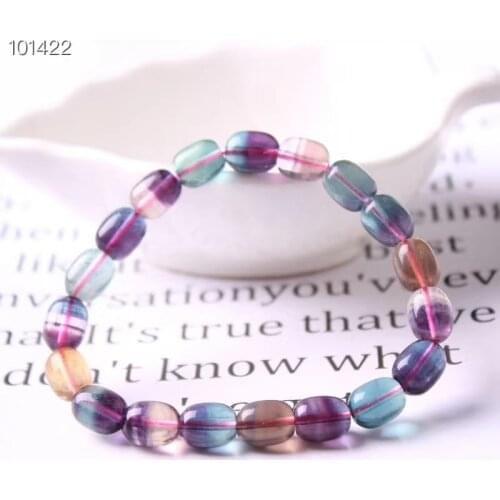 Genuine Natural Colorful Fluorite Quartz Bracelet Gemstone 11x8mm Clear Barrel Beads Rare Women Men Jewelry Fluorite Gift AAAAA