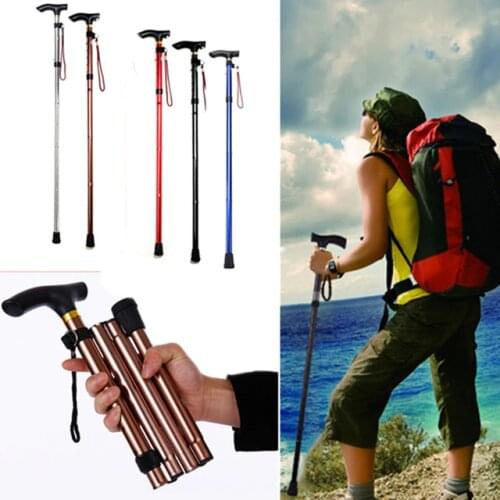 New Design Adjustable Strong Outdoor Folding Lightweight Trekking Poles Hiking Pole Walking Stick Cane Handle Bastones Non Slip