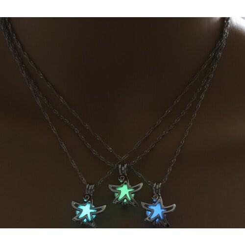 Charm Glowing starfish Pendant Necklace Cute Luminous Jewelry Choker 3 Colors Christmas Gift For Women Necklace Fashion