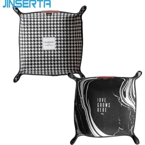 JINSERTA Valet Coin Key Trinket Tray Dice Rolling Tray Collapsible Key Wallet High-Quality Cloth Box Storage Box Bins