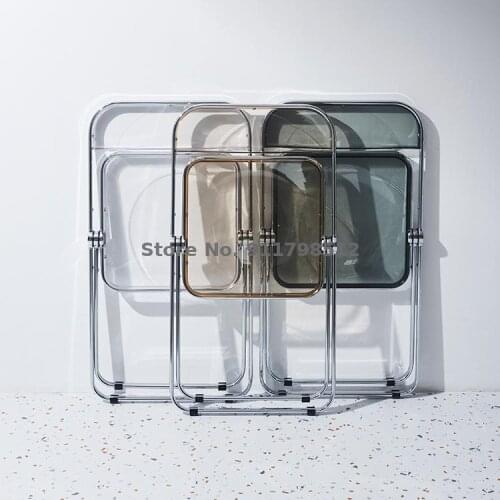 Transparent folding chair home backrest dining chair net red ins modern minimalist makeup restaurant metal acrylic chair