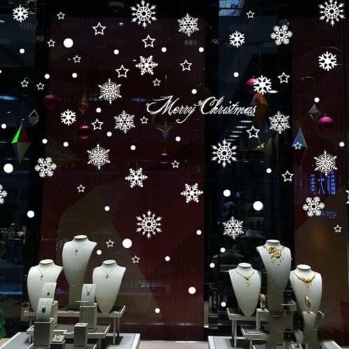 Christmas Snowflake New Year Window Sticker Art PVC Vinyl Wall Stickers Waterproof Removable Fashion House Decoration