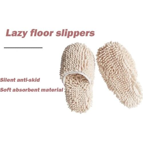 2 Pair Home Slippers Protable Mops Floor ground Cleaning tools Microfiber Chenille Dust Wipe Home Lazy People Cleaning Slippers
