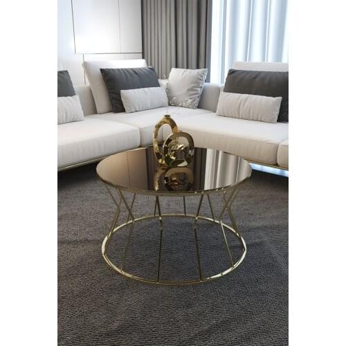 Center Table Hourglass Modern Coffee Table Big Coffee Table Gold Leg Bronze Mirror Unbreakable Glass