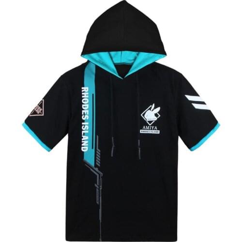 Game Arknights Rhodes Island Hoodie Caster Amiya Cosplay Hooded Sweatshirt short sleeve hoodies Spring Autumn Outerwear Tops