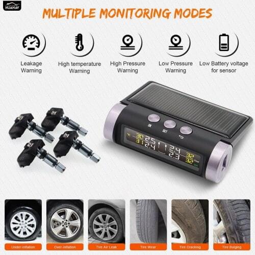TPMS Smart Car TPMS Tyre Pressure Monitoring System Solar Power Digital LCD Display Auto Security Alarm Systems Tyre Pressure