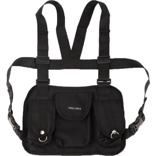 Hip Hop Streetwear Chest Rig Waist Bag Functional Tactical Chest Bag Cross Shoulder Bag Radio Harness Chest ocket Front Pack
