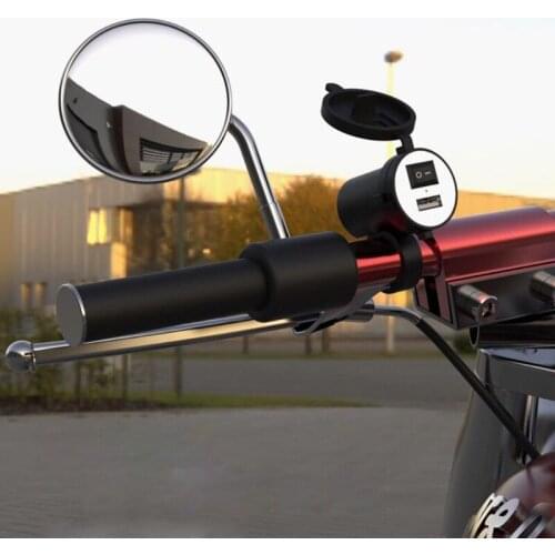 Universal Motorcycle Handlebar USB Charger with Switch 12V Car Power Bank Mobile Phone GPS Charging Device