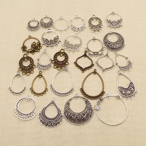 Vintage Hollow Water Drops Earring Connector Charms Pendants For Bracelet Findings Jewelry Accessories