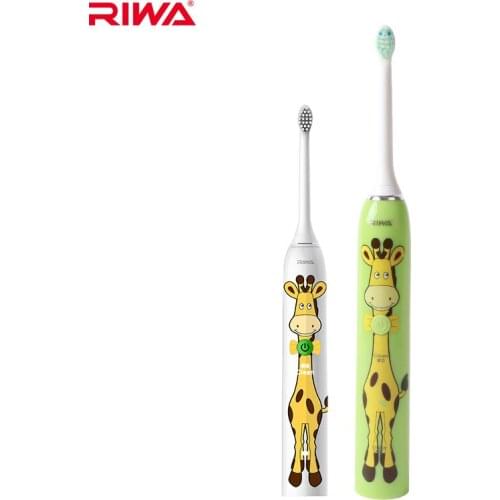 RIWA Waterproof Childrens Toothbrush Ultrasonic Electric Baby Toothbrush With Two Replaceable Tooth Brush Heads RG-1002