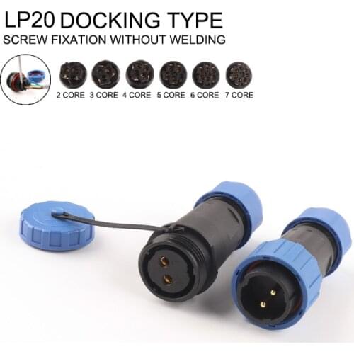 LP/SP20 IP68 Docking Waterproof Connector Cable Connector plug&socket Male Female Connectors Set 2-7 Pin No welding Quick wiring