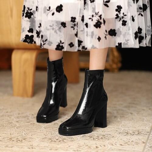 Fashion Sexy Platform Women Ankle Boots Vintage Side Zip 2021 Autumn Winter High Heels Pumps Night Club Shoes Woman