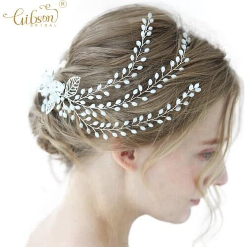 Elegant Hair Clip Bridal Hair Vine Headband White Resin Branch Girl Jewelry Headpiece For Wedding Dress