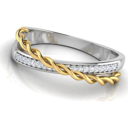 Fashion New bague Zircon Ring Charm Silver Gold Color Cross Rings for Women Wedding Band Engagement Rings Jewelry Size 7-12