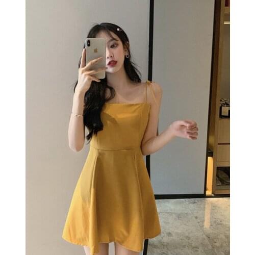 Womens Dress Halter Sleeveless Solid Mini Ruffle Backless Sexy Women Dress 2021 Summer Spaghetti Strap Short Dresses