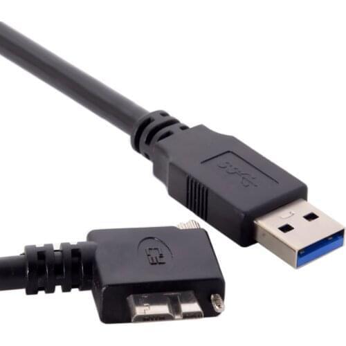 Zihan 90 Degree Left Angled Micro USB Screw Mount to 3.0 Data Cable 3m for Industrial Camera