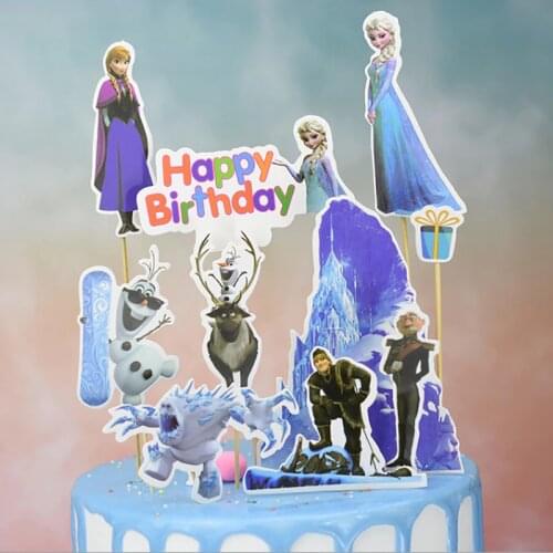 1pcs/lot Frozen Princess Elsa Birthday Party Decor Kids Cake Topper For Girls Birthday Decoration Anniversaire Cake Supplies