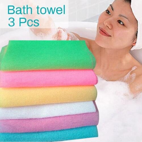 1 pcs Soft Nylon Wash Cloth Bath Towel Beauty Body Skin Exfoliating Shower Bathroom Washing FP8 OC31
