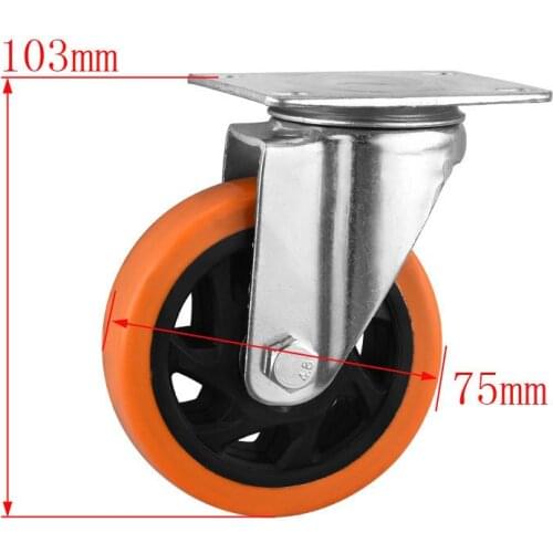 Casters 3 Inch Yellow Tonghua Caster Medium Double Bearing Orange Machine Equipment Foot Wheel