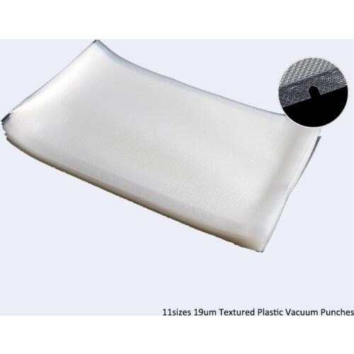 100pcs In/ 11sizes 19um Textured Plastic Vacuum Punches, Transparant Food Storage Packing Bags Open Top Heat Seal Small Package
