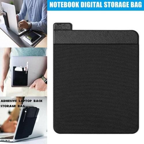15cm*12cm Spandex+Self-adhesive Adhesive Laptop Back Storage Bag Mouse Digital Hard Drive Laptop Accessories Organizer Pouch Bag