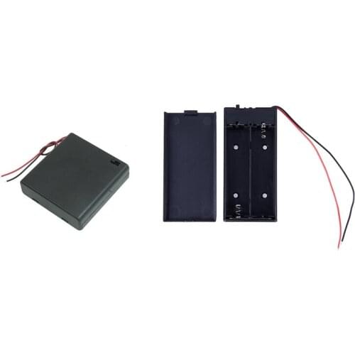 2 Pcs Plastic On/Off Switch Battery Case Holder W Cap Black 4 x 1.5V AA & 3.7V 2X 18650