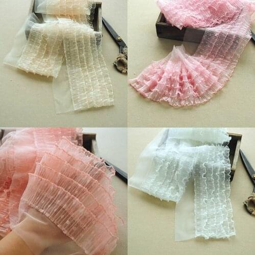 3Meters/lot 20CM Wide Exquisite 3D Pleated Lace Ribbon 5-layer Ruffle Trim Material DIY Clothing Skirt Dress,Doll Dress