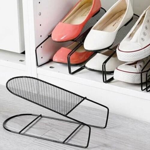3pc Iron Double Shoe Rack Cabinet Stretcher Wardrobe Shoe Storage Organizer Shelves Stand For Footwear Home Storage Supplies