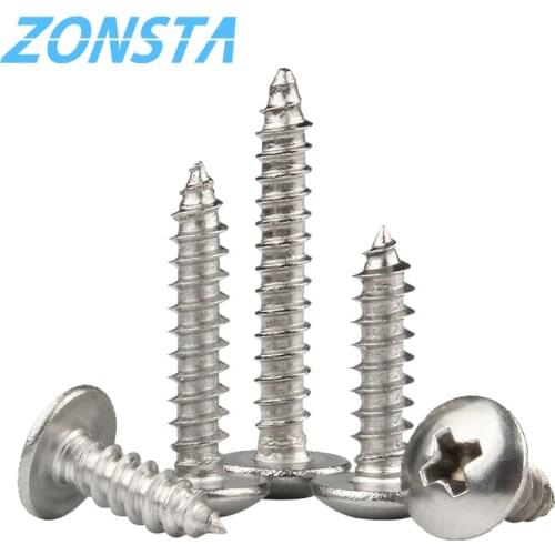 50//20/10pcs Cross Recessed Truss Head Self tapping Screw M3 M4 M5 M6 Stainless Steel Phillips Mushroom Umbrella Head Wood Screw