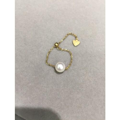 6-7MM Natural Seawater Pearl ring Japan Akoya Pearl Round Adjustable size fashion jewelry Women