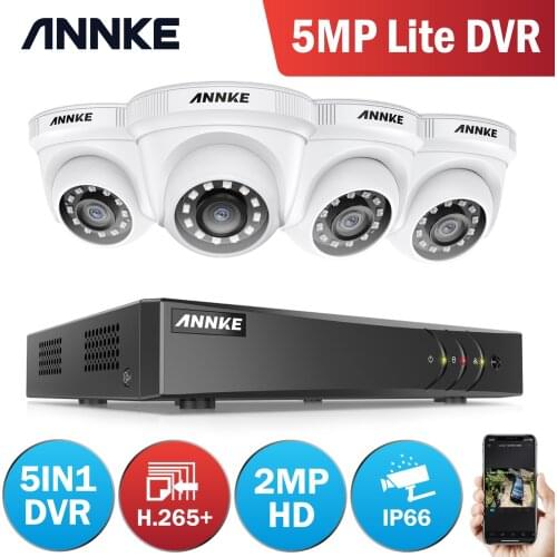 ANNKE 1080P 8CH CCTV Camera DVR System 4pcs IP66 Waterproof 2.0MP HD-TVI White Dome Cameras Home Video Surveillance Kit