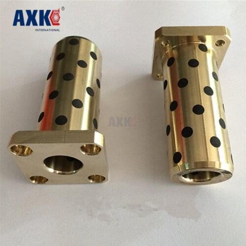 42*16/12*21*57mm LMK12LUU Oil-free Bearing 12x21x57mm Square Flange Copper Bush Solid Lubricant Embedded Bushes Graphite Sleeve