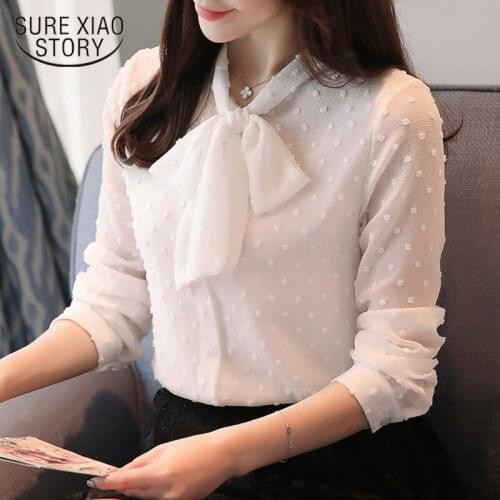Blusas 2021 Fashion Women Tops and Blouse Long Sleeve Shirt Solid Elegant Blouse Female Bow High Quality New Women Tops 0976