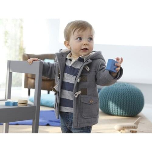 Hooyi Children Down Jacket Hoodies boy Coat Kids Horn Button jacket Baby Boys Clothes Outfits Winter Fleece Outerwear Brown Grey