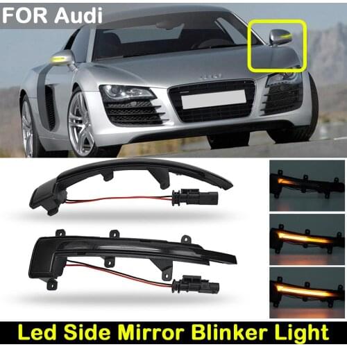 2Pcs For Audi TT TTS TTRS R8 2016-2018 smoked lens LED side rearview mirror light Dynamic amber turn signal indicator lamp