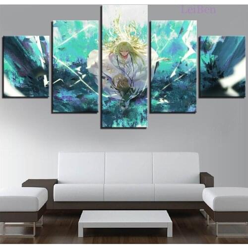 Five-Piece Canvas Painting Fate Night Zero Sabre Hd Picture Home Decoration Children Room Poster Anime Cartoon Character Mural