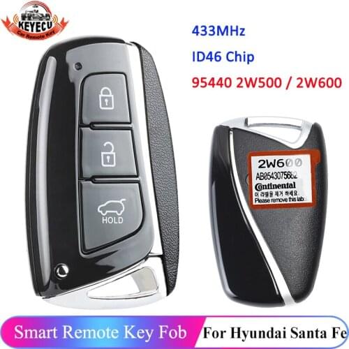 KEYECU 3 Button Keyless 433MHz ID46 Chip for Hyundai Santa Fe 2012 2013 2014 2015 95440 2W500 / 2W600 Car Remote Smart Key Fob