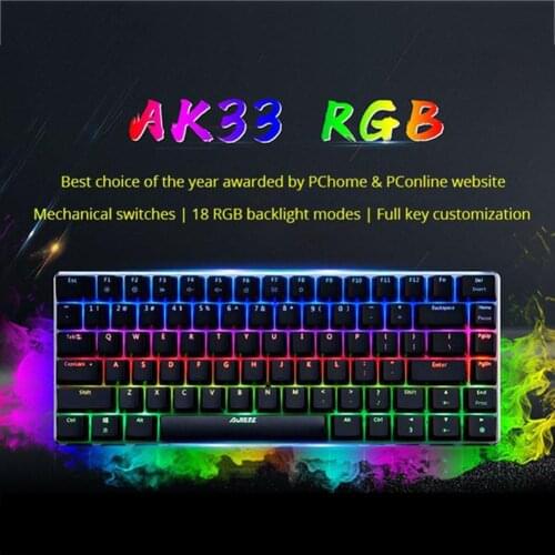 AJAZZ AK33 Ergonomic Mechanical Gaming Keyboard USB Wired RGB LED Programmable Household Computer Accessories