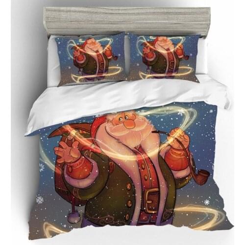Bedding Set Christmas Duvet Cover Cartoon Santa Claus Bed Sheets and Pillowcases Bed Linen Bedding Set Home Textile Dropshipping
