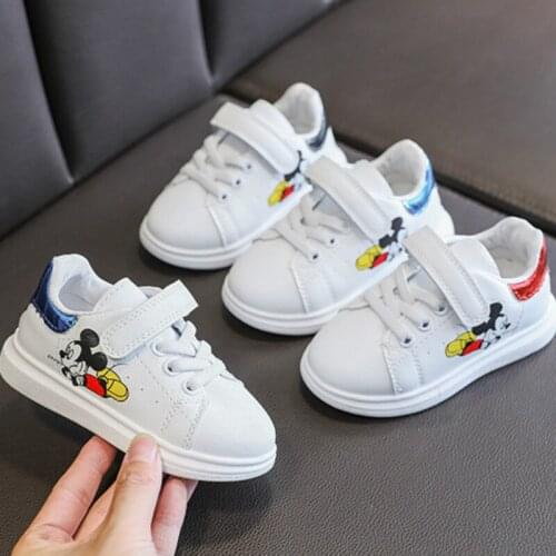 Disney Mickey Mouse Kids Cartoon Sneakers Boys Girls White Trainers Children Casual School Shoes Kids Shoes for Girl Girls Boots