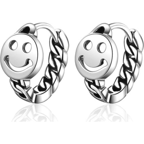 Round Hollow Minimalist Smile Earrings Bracelet Smiley Women Earrings Ladies Girls Jewelry Hip Hop Stainless Hipster Ear Clip
