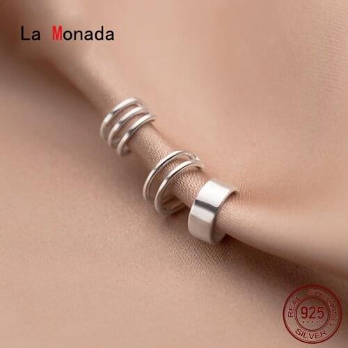 La Monada Clip On Earrings Women Hoop Minimalist Fine Jewelry 925 Sterling Silver Ear Cuff Clip Earrings For Women Korean Line
