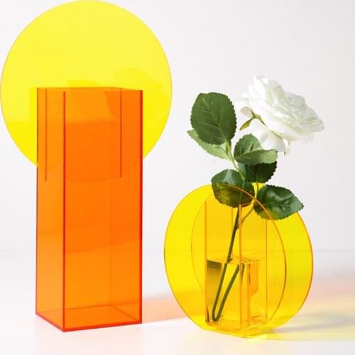 Cute Transparent Acrylic Vases Floral Container Decorative Flower Design Wedding Party Flowers Centerpieces Home Office Decor