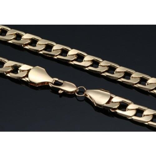 Mens Alloy Necklace 18K Gold Filled Vacuum Plating Chain Jewelry 20" 24"
