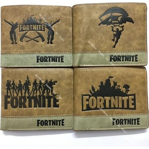 Mens Wallet Fortnite Embossed Wallet Leather PU Short Half Fold Wallet Student Trendy Coin Purse Wallet with Coin Bag Zipper