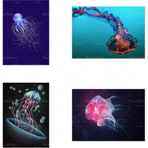 Jellyfish art printing kit, wall art in any room of the marine life gallery, marine art