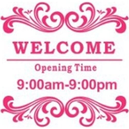 35*35cm Store glass window door sign sticker adhesive service warning label welcome business time sign poster wall sticker